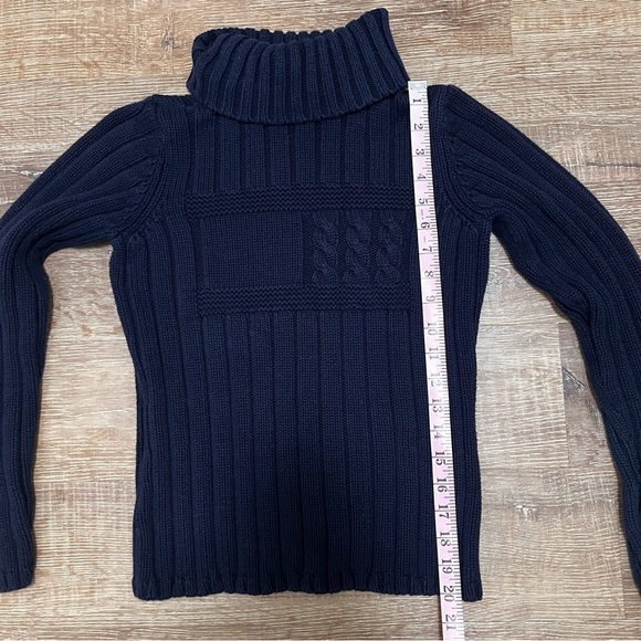 TOMMY HILFIGER Y2K 2002 Chunky Cable Knit Turtleneck Sweater Made in Japan S - Picture 8 of 9